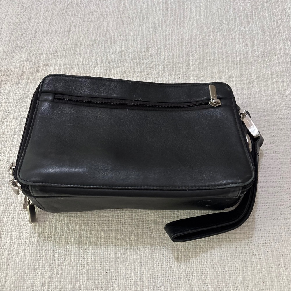 Porsche Design Black Leather Travel Clutch Wristlet Organizer Bag